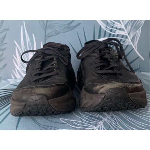 HOKA ONE Bondi black leather Slip Oil Resistant Sneakers Gym Work SHOES women’s - Picture 3 of 13